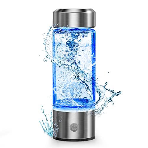Hydrogen Water Bottle, Portable Hydrogen Water Ionizer Machine, Hydrogen Water Generator, Rechargeable Hydrogen Rich Water Glass Health Cup for Home Travel (Silver)