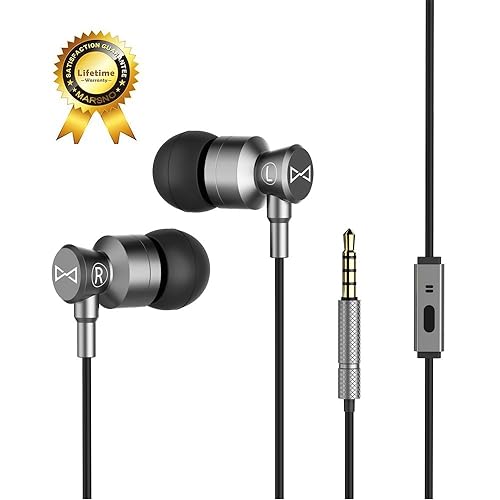 Marsno M1 Wired Metal In Ear Headphones, Noise Isolating Stereo Bass Earphones