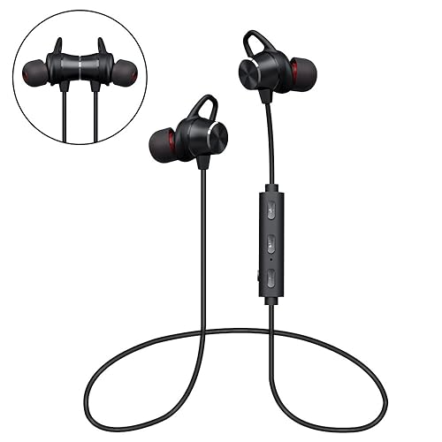 Bluetooth Headphones, GRDE Wireless Magnetic Earbuds Stereo In-Ear Earphones Noise Cancelling Running Headset with Mic for iPhone 7 Plus Samsung Galaxy Note8 Cell Phones