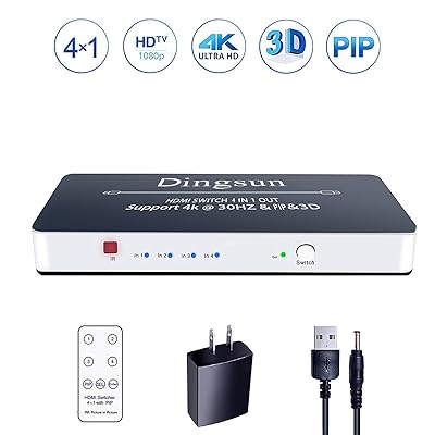 Dingsun Switch 4 Port HDMI Switch with Remote